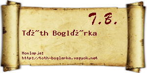 Tóth Boglárka névjegykártya